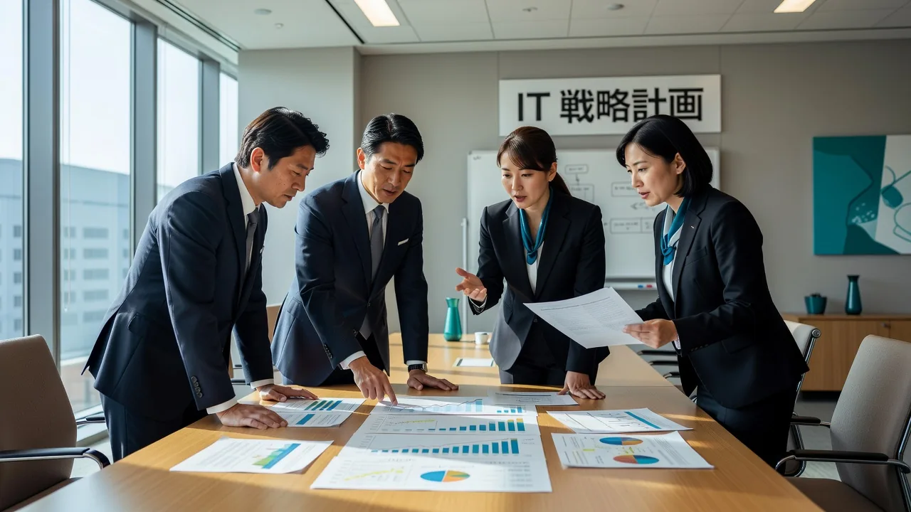 IT戦略の見直しに関する打ち合わせの様子