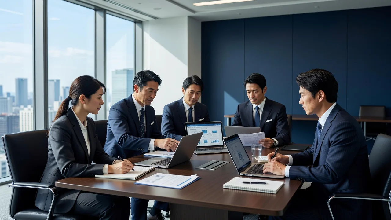 社内規程について話し合うスタッフの様子